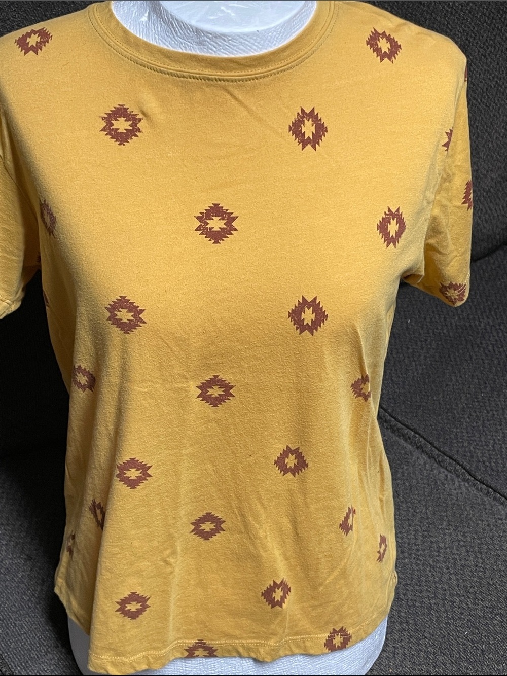 Modish Rebel Mustard Short-Sleeve Tee with Geo Print
